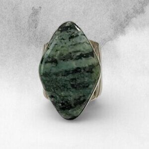 Jay King DTR Sterling Silver Green Dragon Mountain Stone Statement Ring SZ 5.25